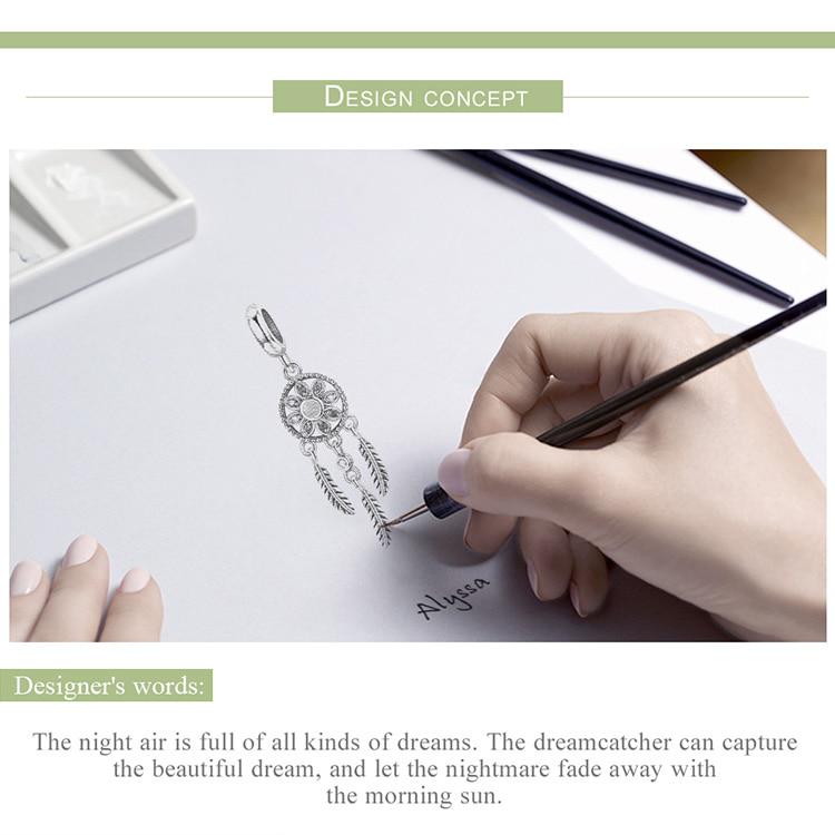 Bamoer 925 Sterling Silver Bohemian Dream Catcher Pendant Charm Fit Bracelet & Necklaces