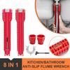 8 In 1 Flume Wrench Anti-slip Kitchen Sink Repair Tool Bathroom Multifuction Faucet Assembly Key Plumbing Installation Wrench