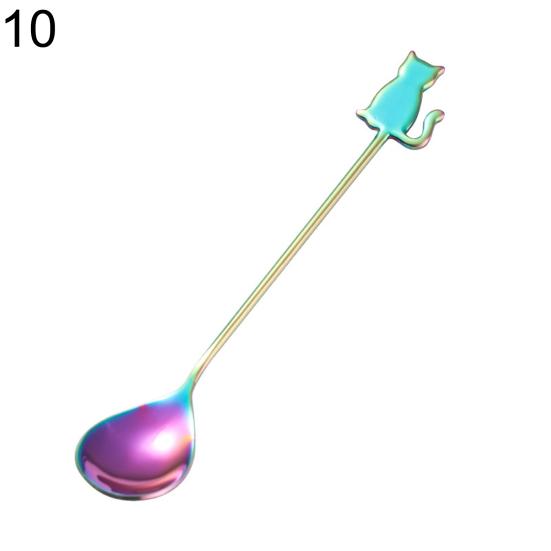 Cute Cat Dessert Stainless Fish Coffee Stirring Tea Steel Milk Spoon Flatware KTY