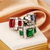 Кольцо с прямоугольным цирконием, инкрустация изумрудом и бриллиантами, ручная работа, персонализированное цветное кольцо в европейском и американском стиле