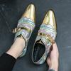 British Style Shiny Golden Men's Dress Shoes Pointed Toe Leather Chelsea Formal Shoes for Men Designer Luxury Party Wedding Shoe