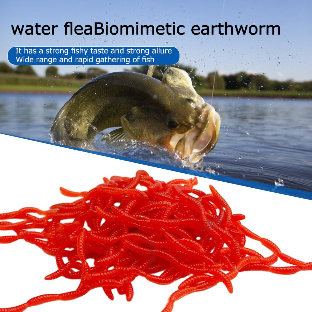 100 шт. Красные черви, мягкая приманка, похожая на наживку для ловли земляных червей, карпа, окуня, 5 см/1,97 дюйма, искусственная приманка для рыбалки, аксессуары для рыбалки