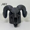 Exaggerated Horn Hitch Design Cover Cap for The Trailer Coupling, 3D Printed Ram Skull Unique Accessory Cover, Black/White Bone Truck, Recreational