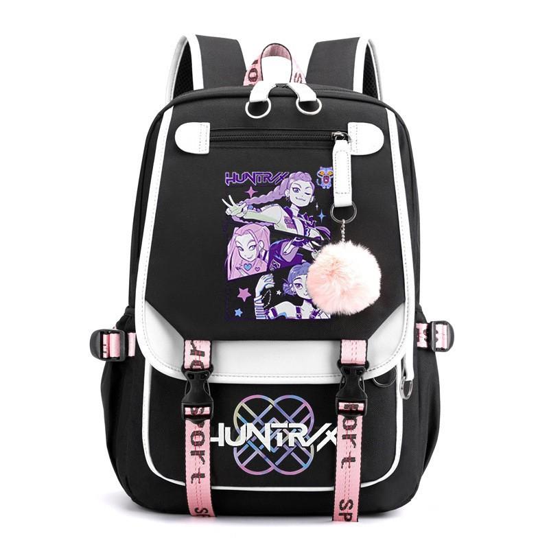 K-Pop Anime Printed Backpack Teens School Bag With Spine Support 20-35L Capacity Oxford Fabric Unisex College Style
