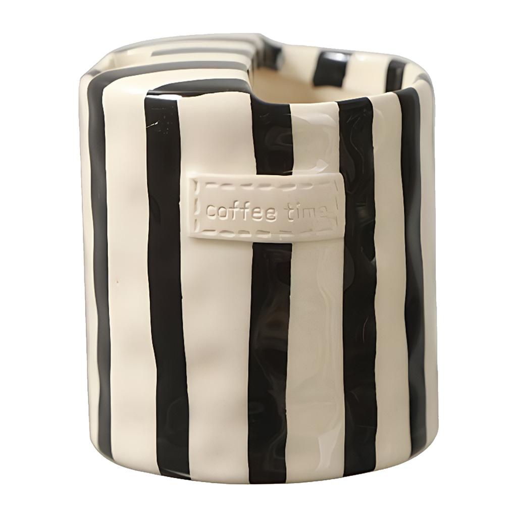 Hand-Painted Retro Striped Ceramic Coffee Mug Vintage Breakfast Cup Coffee Cup Christmas Gift Drinkware