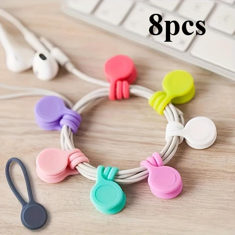 Разноцветные магнитные силиконовые кабельные стяжки - Многоразовый органайзер для шнуров для USB, наушников и брелоков