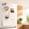 Love Heart Fridge Magnet 3Pcs DIY Kit Clear Acrylic Photo Set Customizable Square Round Refrigerator Crafts for Home Office Kitchen Decor