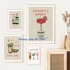Kitchen Alcoholic Beverage Cocktails Abstract Line Art Cheers Poster Canvas Painting Wall Picture Home Kitchen Living Room Decor
