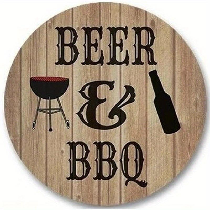 Деревянная винтажная ретро-пивная зона барбекю, круглая металлическая жестяная вывеска, деревенский декор, настенные художественные постеры, забавная железная картина для дома, бара, паба, кафе, гаража, двери, стены