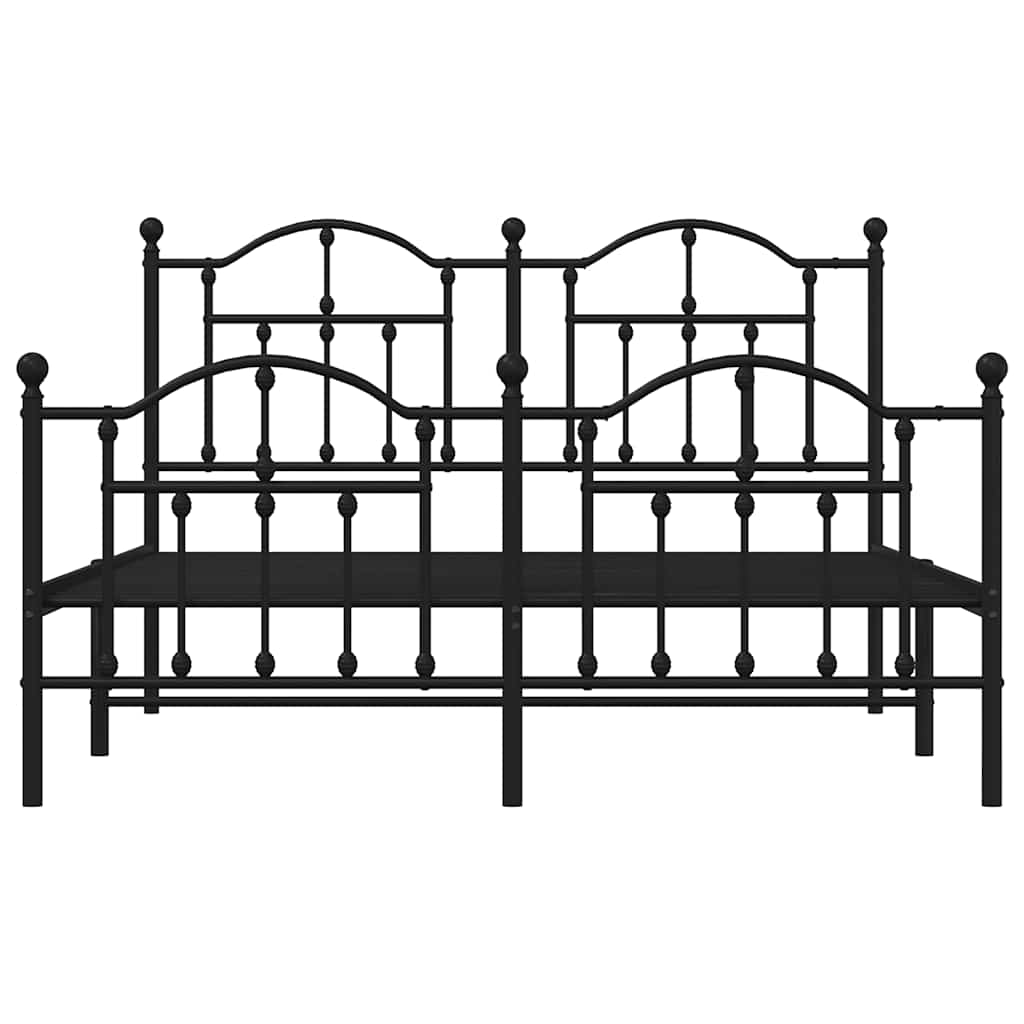 Metal Bed Frame with Headboard and Footboard Black 140 x 200 cm