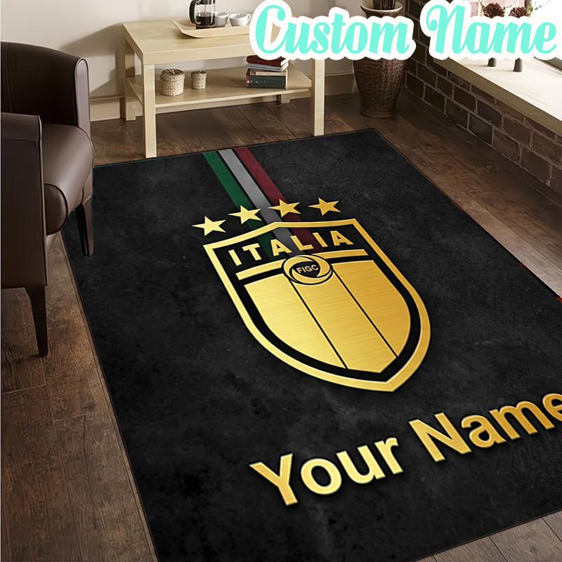 Custom Name Italian Crest Rug, Office Rug, Chair Rug, Carpet for Living Rooms, Doormat Game Rug Home Decor Christmas Gifts