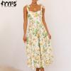 Женская мода лето весна цветочный узор принт без рукавов подтяжки с высокой талией повседневные платья