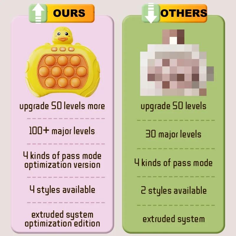 1PC Pop Light Fidget Game Quick Push Bubble Game Handle Toys Boys Girls Anti-Stress Toys with LED Game Machine Relieve Stress Toys