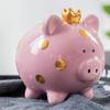 Ceramic Crown Pig Piggy Bank Golden Dot Cartoon Pig Coin Money Bank