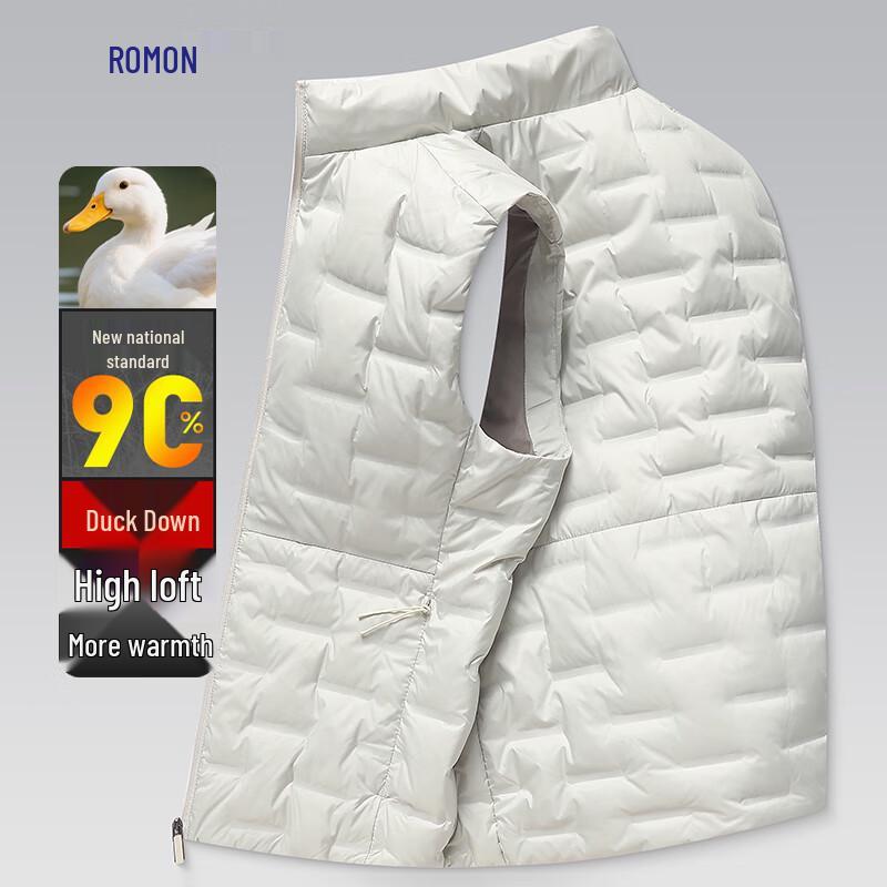ROMON Мужской легкий жилет с воротником-стойкой, 90% пух белой утки