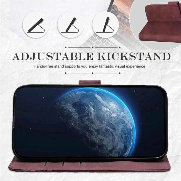 Coque de protection - BOOLING - pour Samsung Galaxy S25 Plus - Cuir PU - Rouge - 2 Verres Trempés