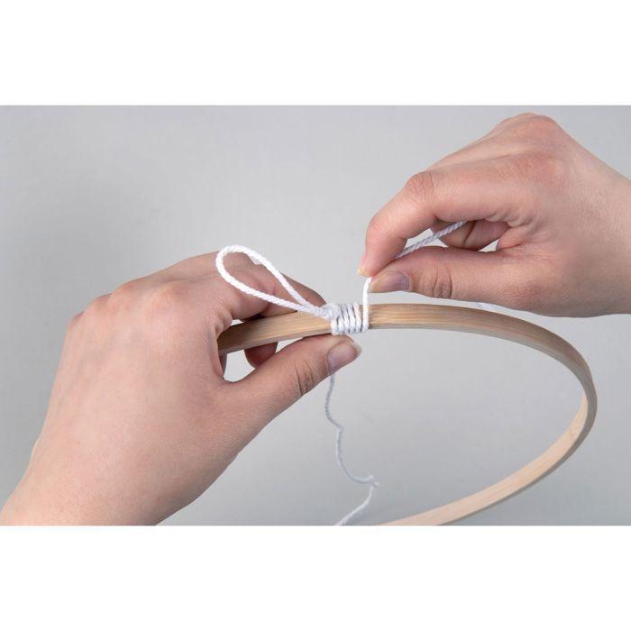 4 Anneaux De Bambou Et Fil De Coton À Suspendre Ø 12 À 30 Cm