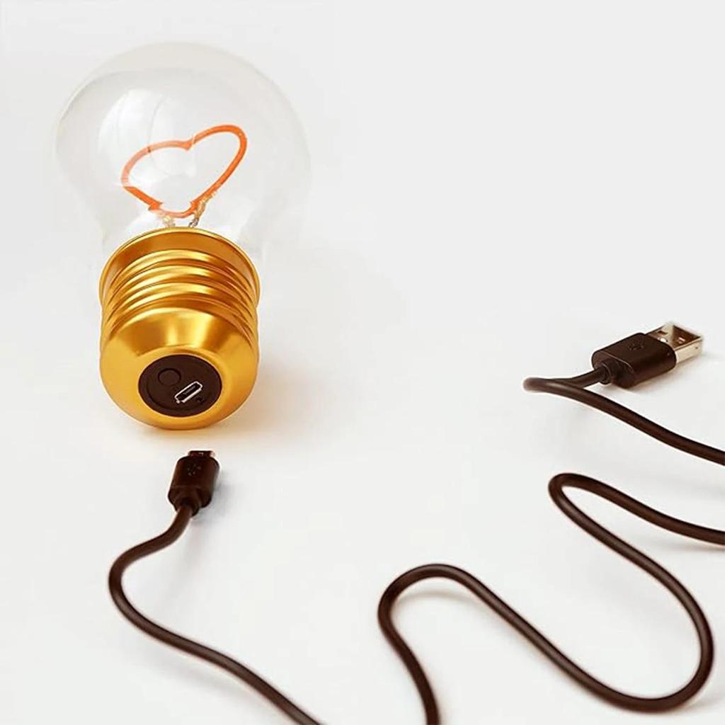 Лампа Эдисона в форме сердца/радуги, USB-лампа с нитью накаливания, 5 В, винтажные мини-лампы E40, перезаряжаемый домашний креативный ночник для детей