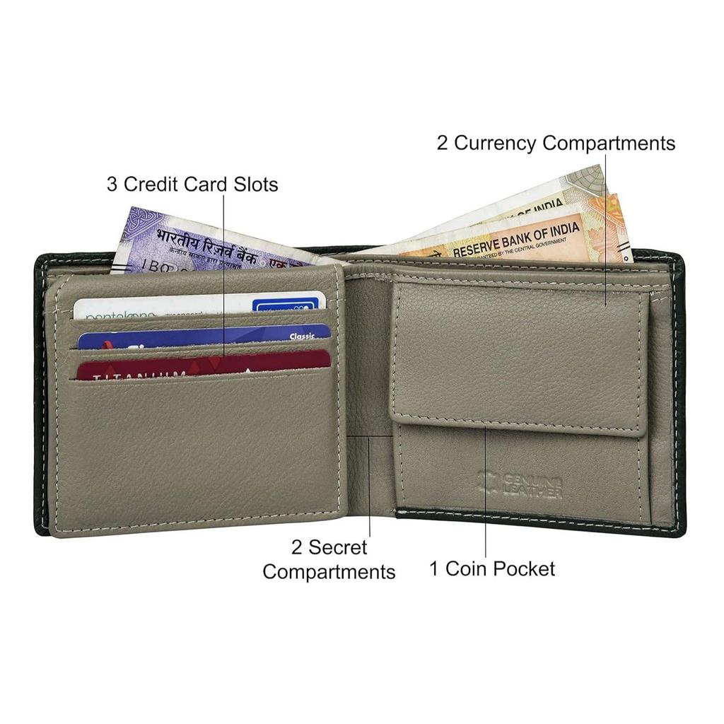 Kyle Green/Grey Leather Wallet for Men