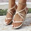 Woven Flat Shoes Women's Elastic Band Light and Casual Beach Flip-flops