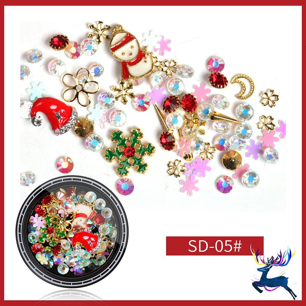 Xmas Tree Santa Manicure Decor Nail Art Decoration Nail Supplies Jewelry Christmas Nail Rhinestone