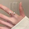 Elegant Adjustable Pearl Open Ring: Unique High-End Index Finger Design for Women
