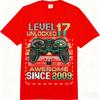 Level 17 Unlocked Awesome Since 2009 17th Birthday Retro Gaming Comfort  Adult Unisex Fashion Loose 100% Cotton Casual T-Shirt