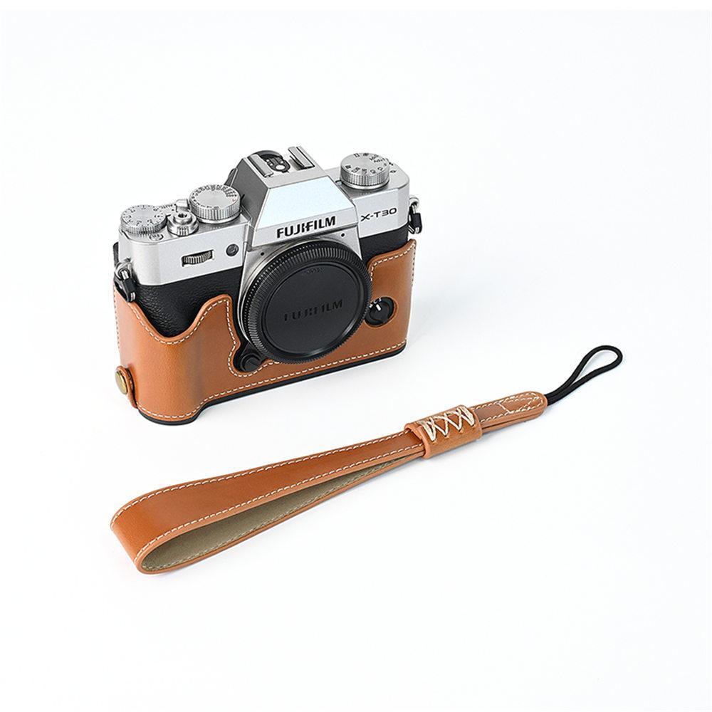 Oil Print PU Leather Camera Half Case for Fujifilm XT30II XT30 XT20 XT10 Fuji X-T30 X-T30II X-T20 X-T10 Battery Open With Strap