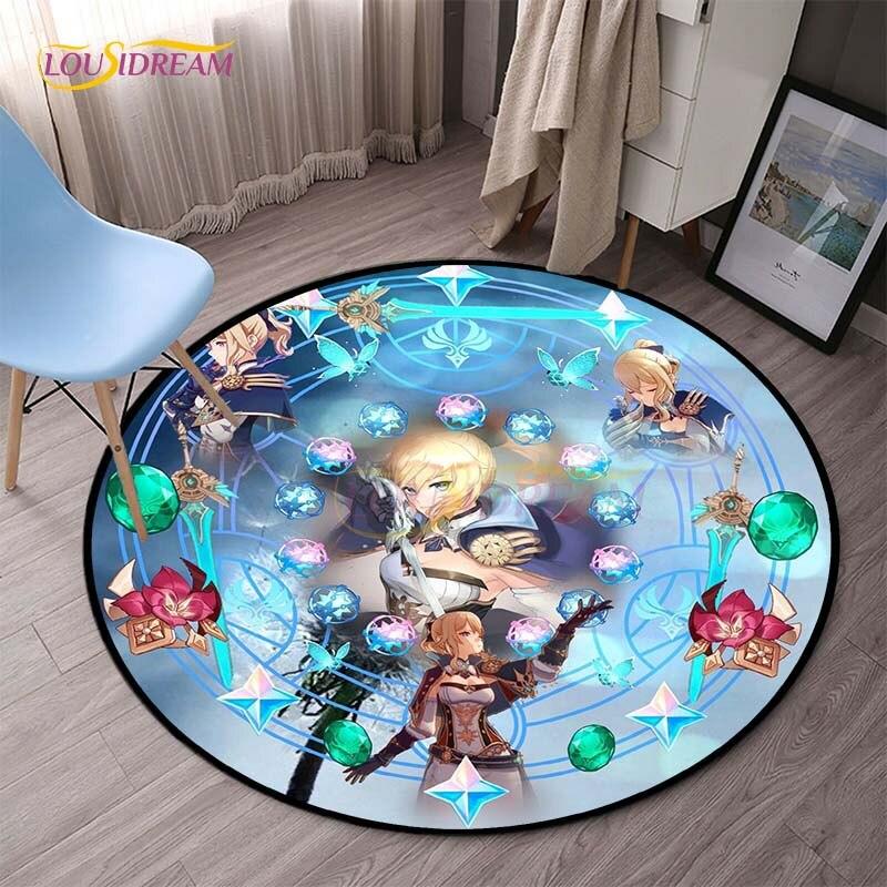 Genshin Impact круглые коврики для спальни, ковры с героями мультфильмов для гостиной, детский мягкий ковер, противоскользящий коврик для пола, домашний декор, кемпинг, пикник