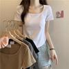 Summer Round-Edge Slimming Short-Sleeve Women's T-Shirt - New Korean Style