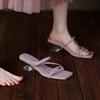 Летние лаконичные модные женские сандалии на тонком каблуке, с узким ремешком, с открытым носком, с ремешком на пятке, легкие, с перекрестной шнуровкой, женские тапочки
