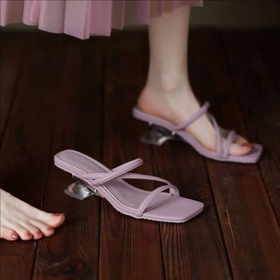 Модные летние лаконичные модные женские сандалии на тонком каблуке с узким ремешком, с открытым носком и ремешком на пятке, легкие сандалии-шлепанцы с перекрестной шнуровкой для женщин