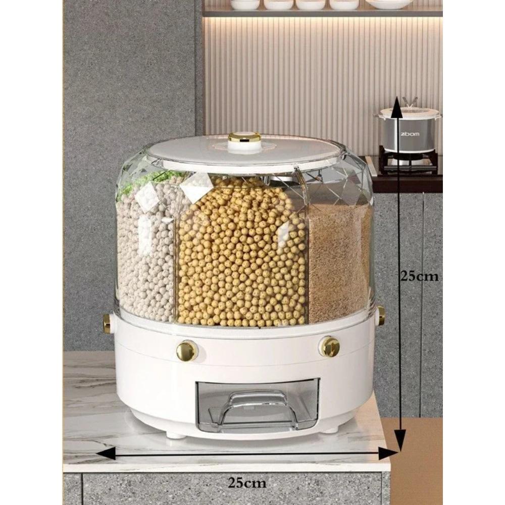 Вращающийся на 360 градусов дозатор для риса, герметичный диспенсер для ведер для сухих зерновых, влагостойкий кухонный контейнер для еды, ящик для хранения