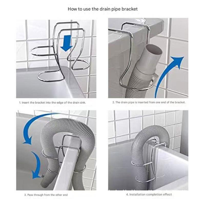Universally Stainless Steel Drain Hose Guide Drain Pipe Bracket for Laundry Machines Secures Pipe Position Without Tool