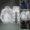 Sports Suit Tracksuit Set Pocket Design Stand Collar Zipper Cardigan Drawstring Trousers Coat Set