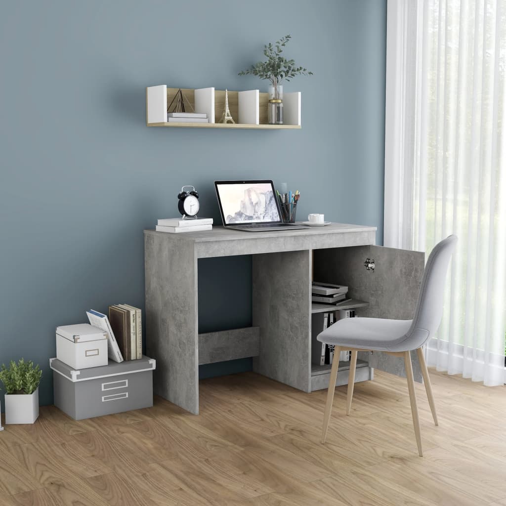Desk Concrete Grey 100x50x76 cm Wood Based Material
