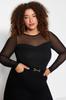 Women's Style Plus Size Black Sweetheart Neckline Tulle Detailed Knitted Blouse