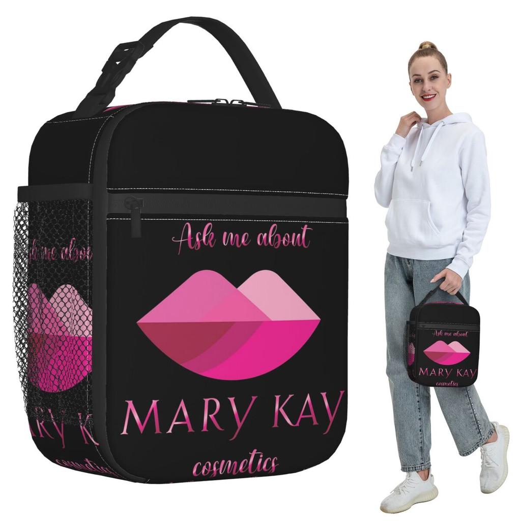 Спросите меня о косметике Mary Kay Изолированная сумка-ланч для женщин Офисный охладитель Термоконтейнер для еды Сумка-тоут Портативные ланч-боксы Контейнер