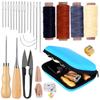 IMZAY Leather Sewing Kit With Waxed Thread Large Eye Leather Sewing Stitching Needles Tape Measure Leathercraft Sewing Tools Set