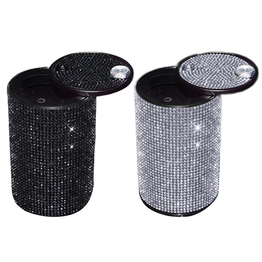 Crystal  Aluminum Smokeless Car Ashtray with Fireproof Stainless Lid for Car Women Home Office