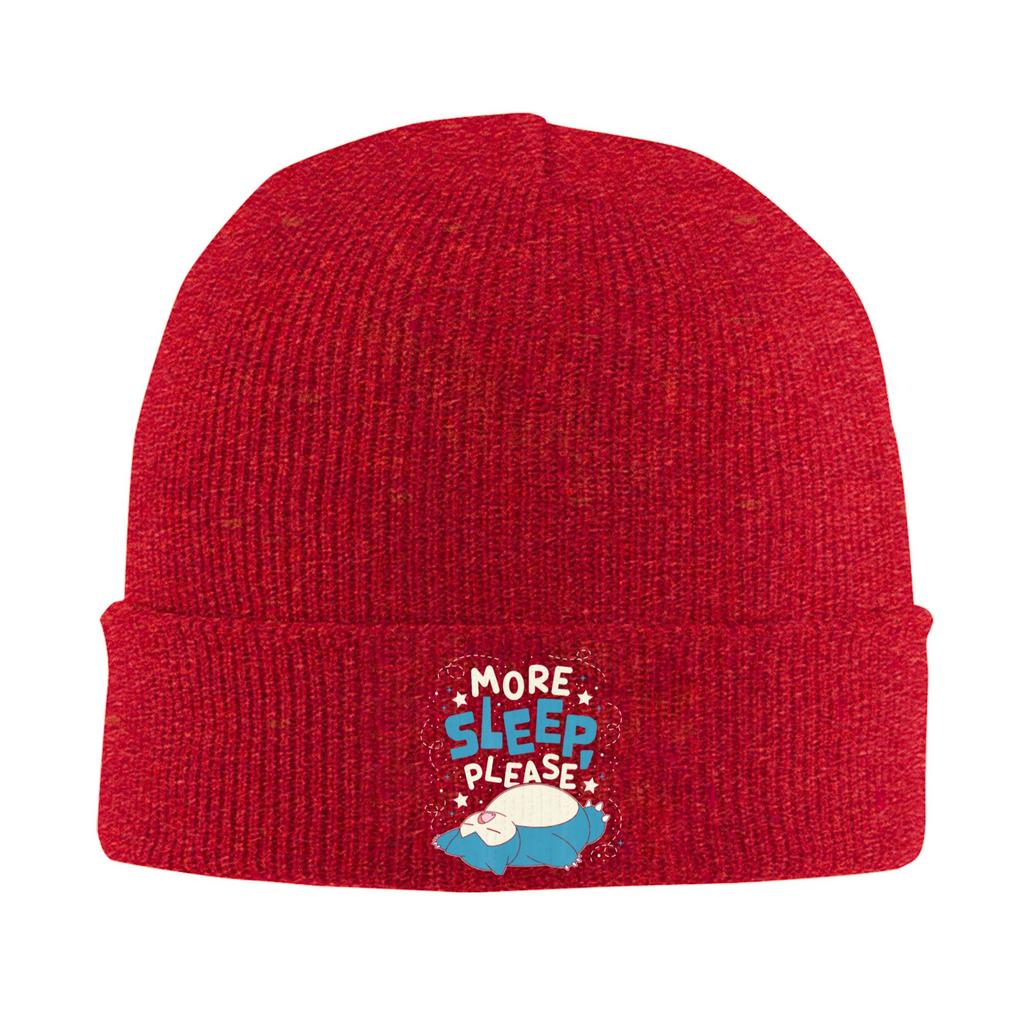 PPokemon Snorlax More Sleep Please Knitted Caps for Women Unisex Beanies Autumn Winter Hats Acrylic Warm Cap