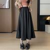 Осенне-зимняя женская юбка до середины тела, однотонная тонкая плиссированная юбка с высокой талией, большая распашная юбка средней длины, утолщенная плиссированная юбка