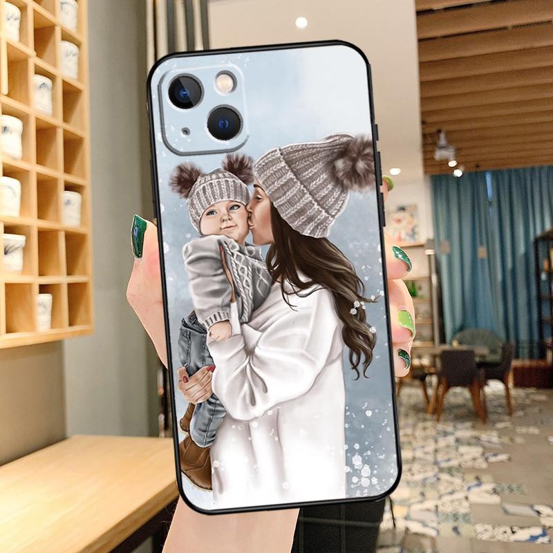 Мама Дочь Девочка Сын Папа Чехол Для iPhone 14 15 16 Pro Max XS XR X Чехол Для iPhone 11 12 13 Pro Max Mini Plus