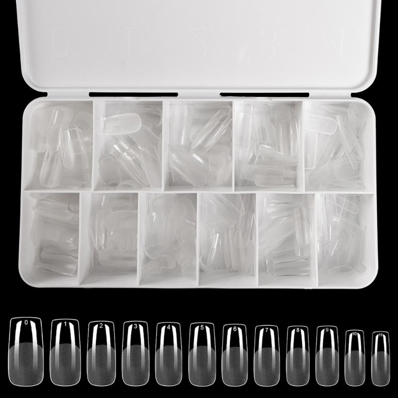 Средние миндалевидные гелевые типсы для ногтей 550 шт. Предварительно матированные прозрачные накладные ногти для профессионального и начинающего использования