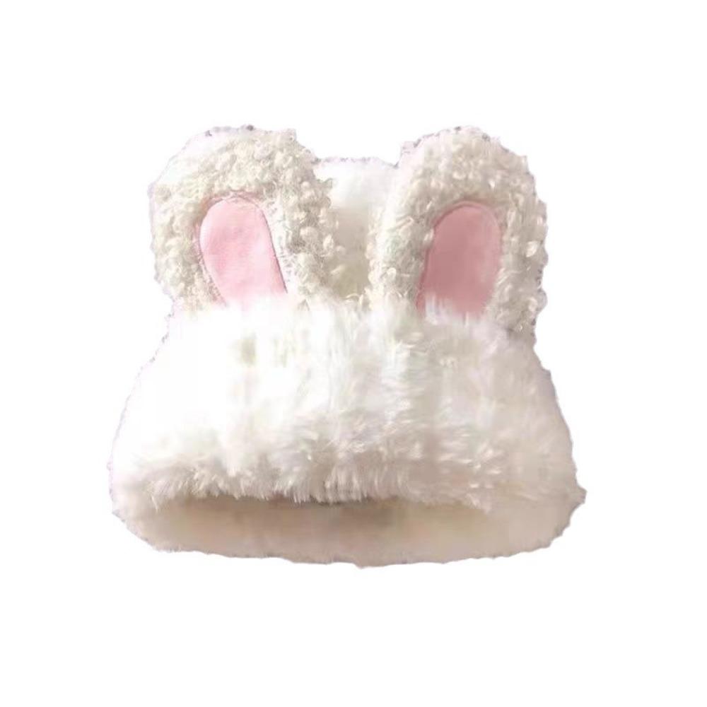 Elastic Rabbit Ear Beanies Solid Color Winter Outdoor Warm Cap Knitted Plush Hat Autumn Winter