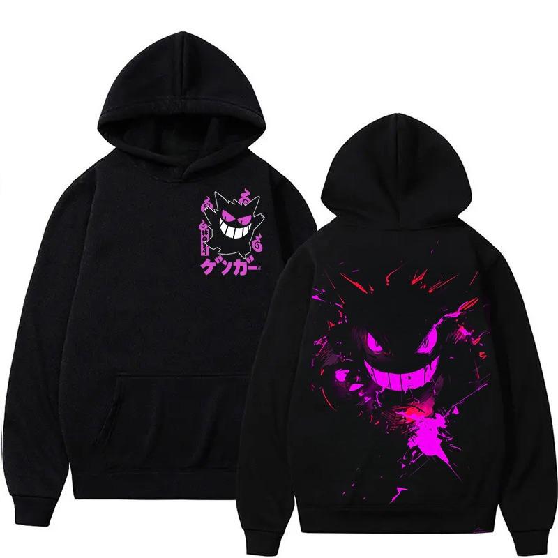 Super Cute Gengar Anime Printed Hoodie Men's and Women's Autumn Winter Harajuku Large Size Casual Sweater Top