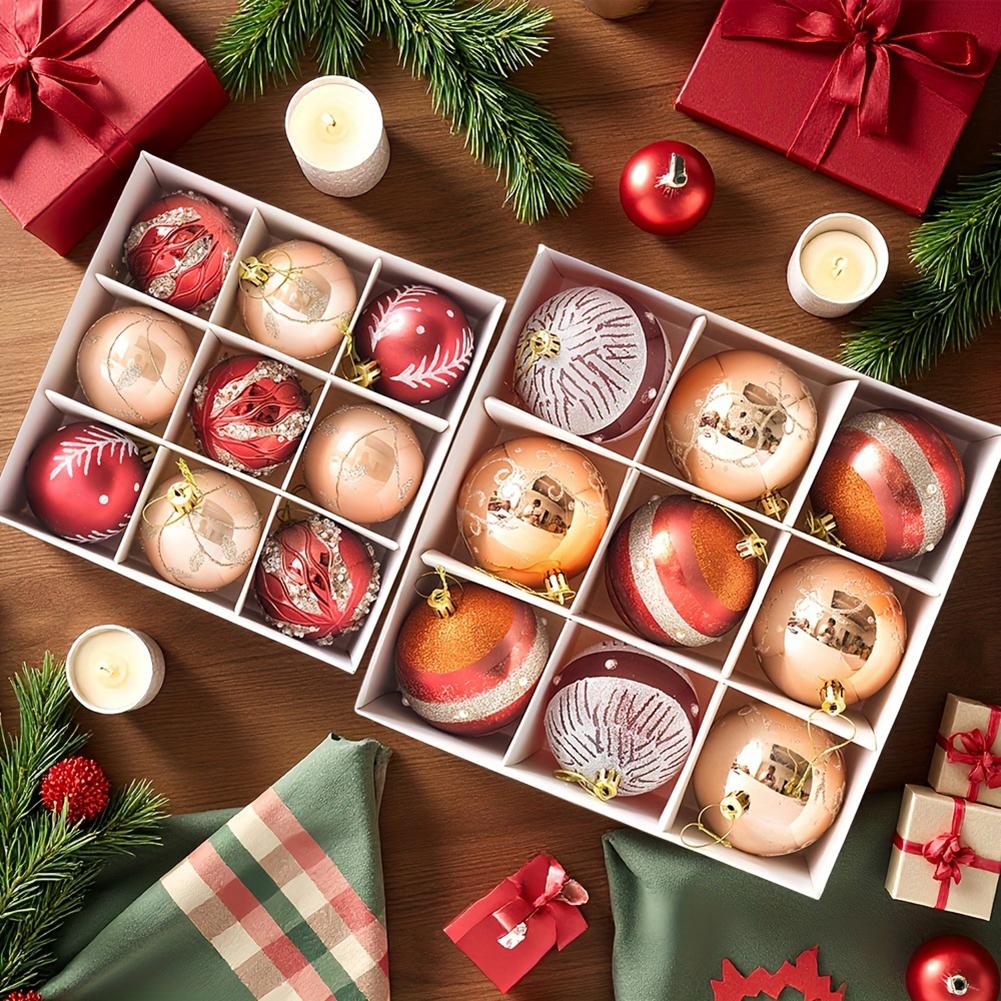 Red White  Gold Christmas Baubles 9pcs 6cm Christmas Tree Ball Ornaments Christmas Crafts Supplies Christmas Decorations