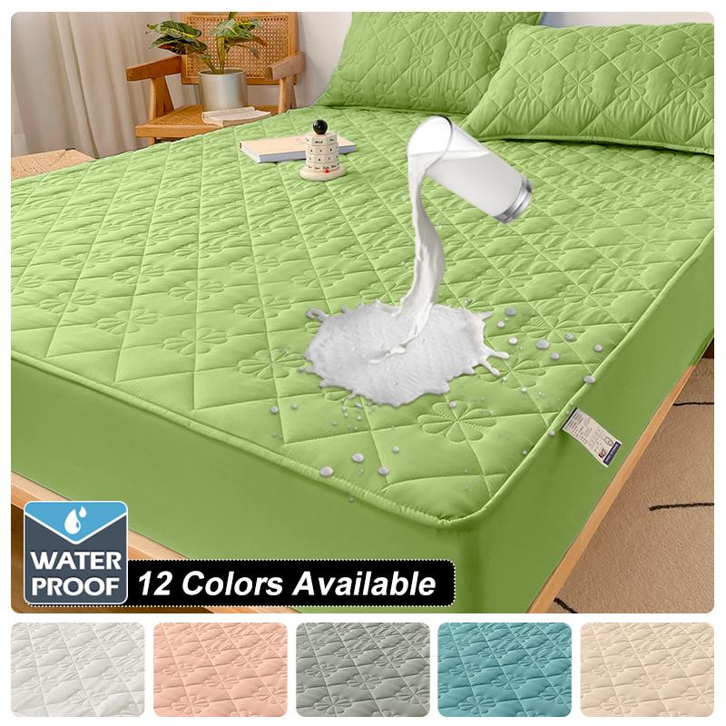 Waterproof Elastic Mattress Cover Bed Sheets Pad Protector Bed Cover Soft Queen King Solid Color Latex Mat Cover 150/160/180x200