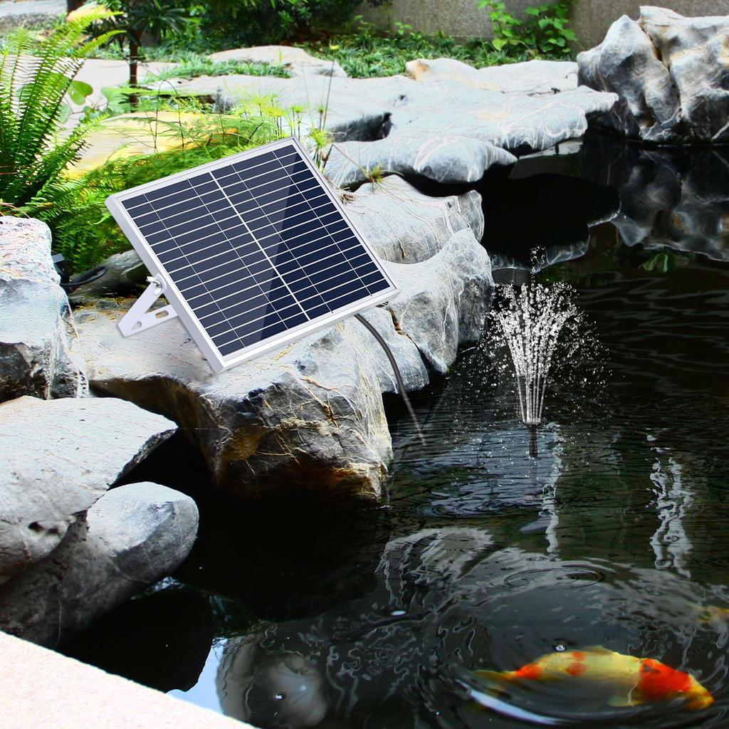 10W Solar Fountain Pump with Large Solar Panel 3 Nozzles Max. Water Height 100cm for Bird Bath Fish