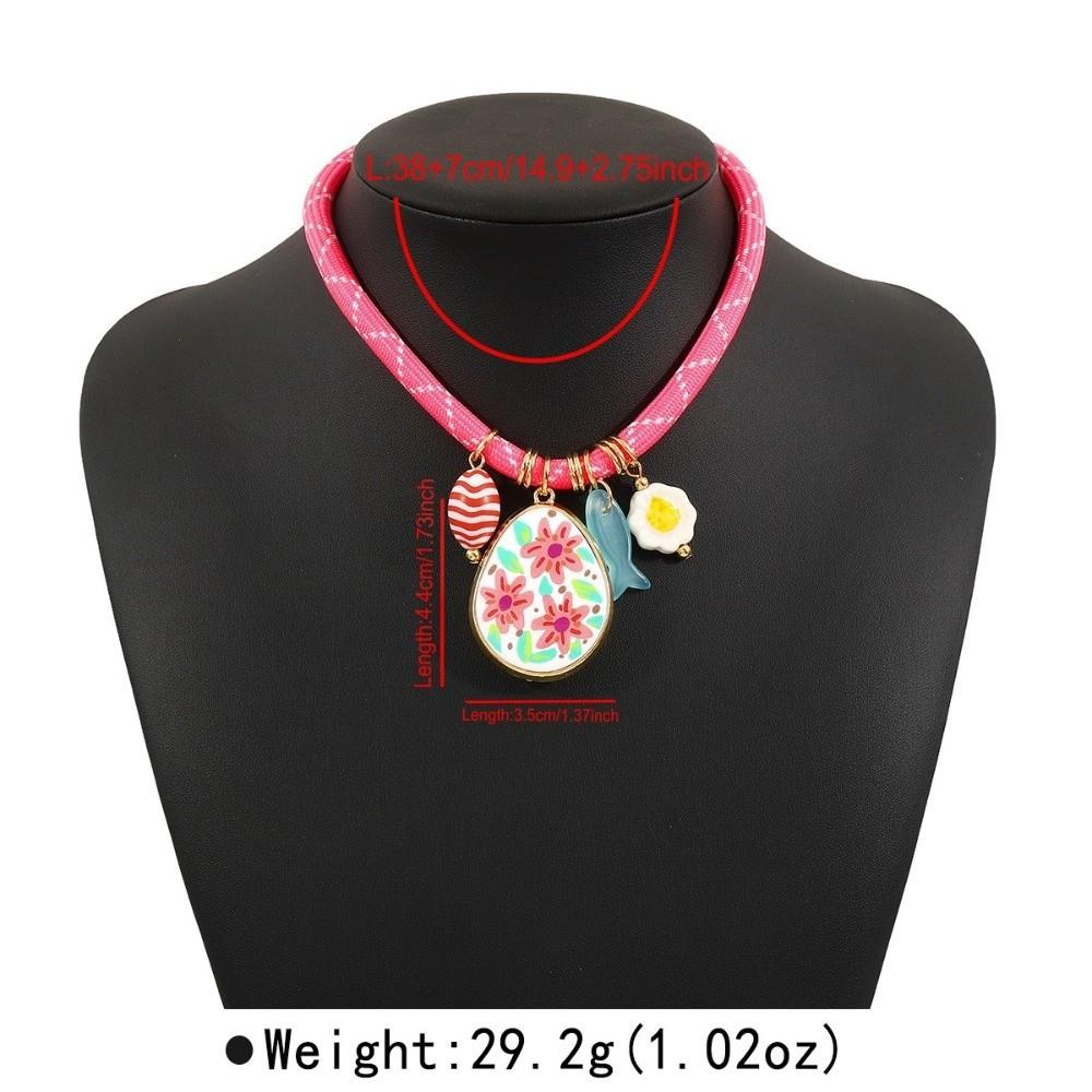 Fashionable Bohemian Multi-element Pendant Necklace Cute Flower Jewelry Gifts Collarbone Chain Colorful Neck Chain Beach